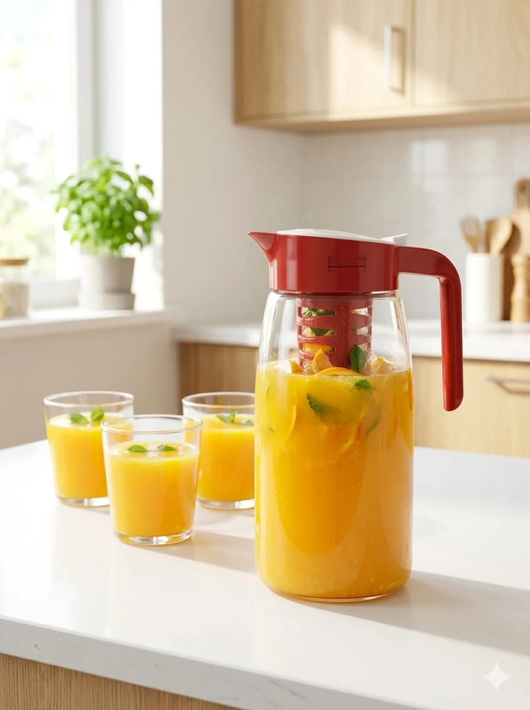 Jarra de Vidro com Infusor - 1,450L Cores:Vermelho