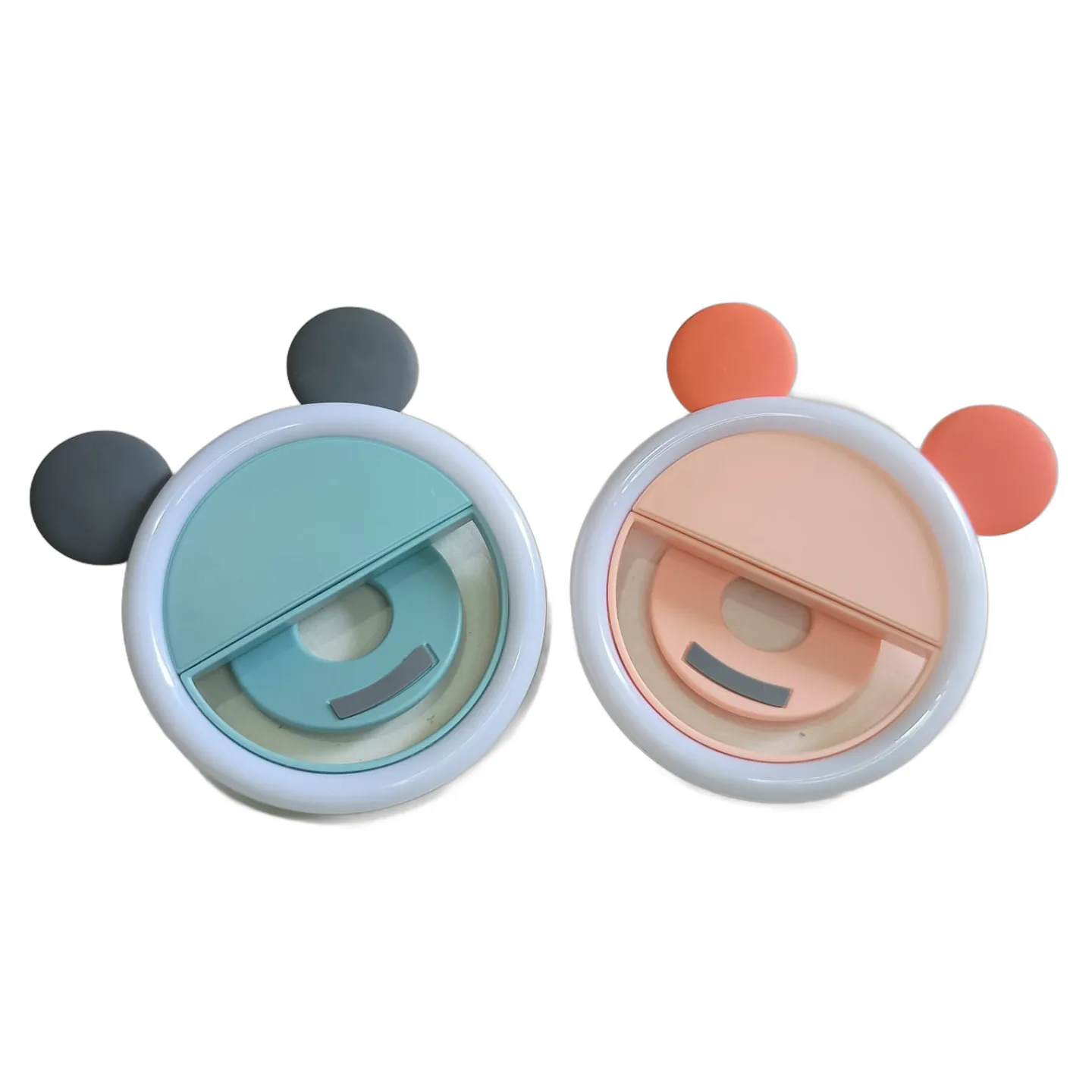 Mini Ring Light – Anels Luminoso p/ celular - Universal mickey Cores e modelo:Mickey Salmão