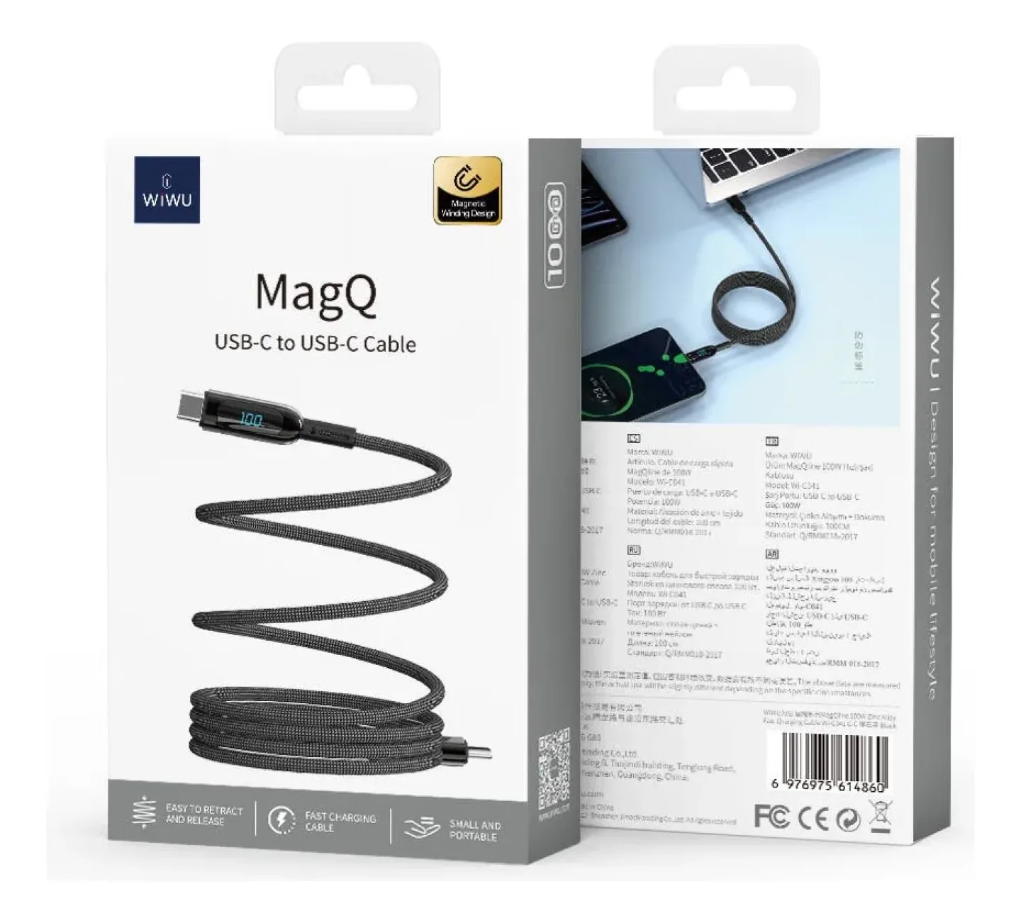 CABO MagQ  - TIPO-C - 100W - PRETO  100 cm