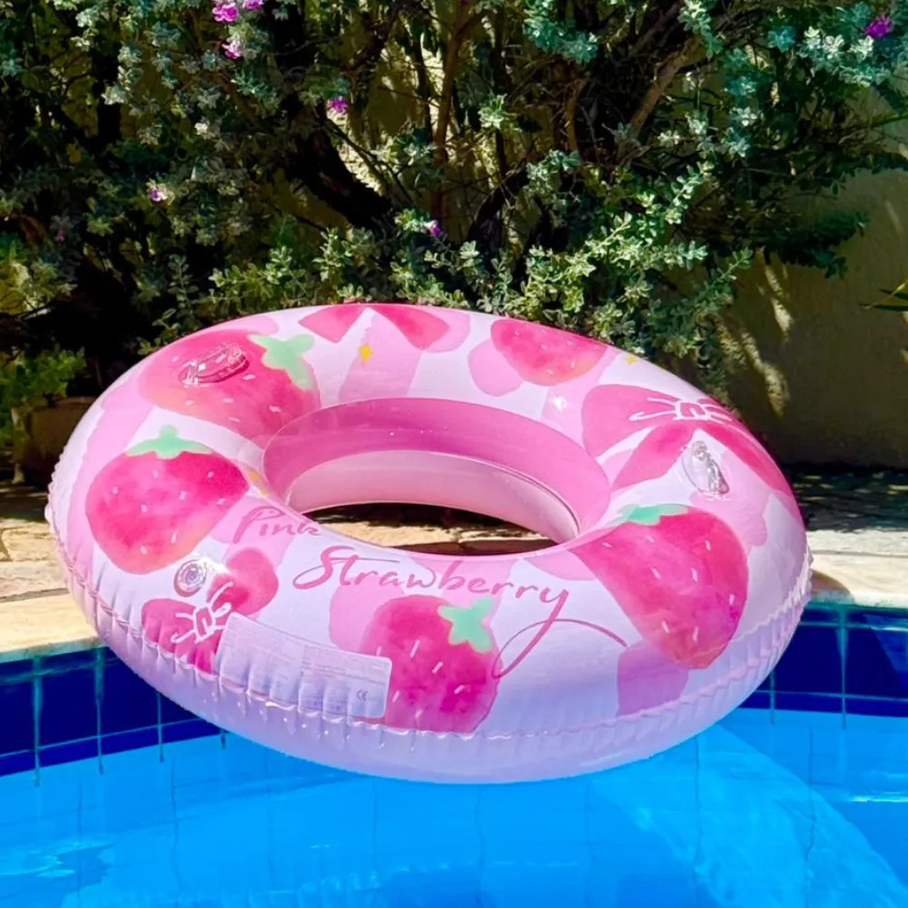 Boia Inflável com alças - Straberry Rosa 120cm